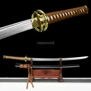 Folded Steel Japanese Katana SHINOGI ZUKURI Samurai Sword Sharp Full Tang Black.