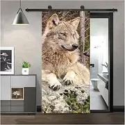 Door Stickers 3D Entry Closet Door Sticker Vinyl Waterproof Self Adhesive Door Mural Animal Decal Home Decor(K,90x200cm)