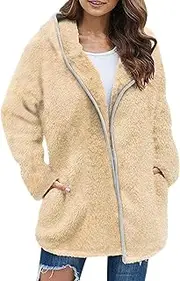 [Generic] Warm Zip up Hoodie Women Solid Color Knit Cardigan Sleeve Sweater Jacket Womens Zippe Sweatshirts Hoodies