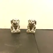 Pair Of Cement Gargoyle 5 1/4" Figurine Statue Grey