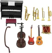 CIYODO 11pcs Mini Dollhouse Instrument Tiny Musical for Decoration for Mini House Safe Materials for Creative Play and Hands Learning