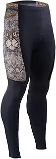 [AIXIWAWA] Men's Cycling Pants (Retro Cat Portrait) Print Outdoor Tights 3D Padded Bike Riding Long Pants