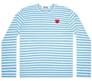 [COMME des GARCONS PLAY] 女式淺藍色條紋 T 卹