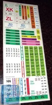 1967 Pontiac GTO Body Codes Decal Kit - Vinyl