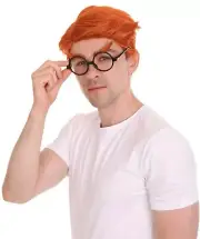 Men Short Funny Wig With Eye Glass HM-1118
