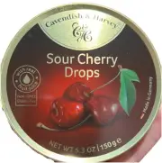 CAVENDISH & HARVEY Sour Cherry Drops Hard Candy 5oz 150g SEALED TIN Made Germany