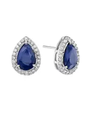 Forever Creations 14K 4.91 ct. tw. Diamond & Sapphire Halo Earrings