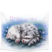 Sweet Sleeping Grey Kitten Cat Art Tapestry