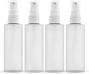 【Made In USA】Plastic Spray Bottle Fine Mist 4 Oz (120ml) – Refillable, Reusable, Portable Sprayer, Travel Size, Leak Proof for Household Use, Essential Oil, Cleaning Solution and Perfume (4 Pack)