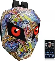 LED Motorcycle Backpack Colorful Design - 7D Hard Shell Motorbike Backpack with Programmable Full Color Screen, Waterproof Riding Helmet Bag for Outdoor