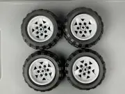 LEGO Light Bluish Gray Wheels 43.2mmx 26mm Wheel 68.7 x 37 R Technic Tires (x4)