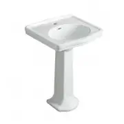 Turner Hastings Claremont 58x45cm Fireclay Basin &amp; Pedestal (w/ 3 Tap Hole), White