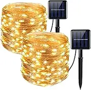 Clearhill 2Pack Solar Fairy Lights,Total 40M/131.2FT 400Led Solar String Lights,Cooper Wire String Lights with 8 Modes,Solar Garden Lights Waterproof for Patio Yard Trees Christmas Wedding Party