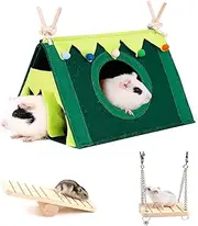 Guinea Pig Hideout,Hamster Accessories Include Hamster Hideout and 2 Toys,Guinea Pig Accessories for Bunny, Hamster, Chinchilla, Rabbit