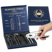 Premium Crab Leg Crackers and Tools, Set of 4 Lobster Crackers & Stainless St...