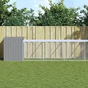 Chicken Cage with Run Light Grey 110x609x110 cm Galvanised Steel,Small Animal Habitats & Cages 50.4KG-3189095