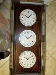 Bulova triple time zone quartz wall clock-vintage --NIB
