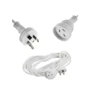 POWER EXTENSION CORD LEAD CABLE 5/7/10/15/20m WHITE 3 CORE 1.0MM