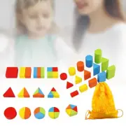 Wooden Geometric Solids Geometry Set for Kids for Math Learning Toys Stem Toys