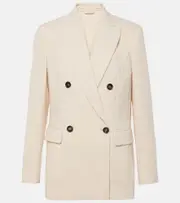 [Brunello Cucinelli] Brunello Cucinelli Double-breasted cotton and wool-blend blazer AU 12 neutrals