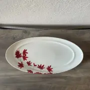 NWT Mikasa Pure Red SL134 Large Oval Serving Platter 18” Red Leaf Floral NEW!
