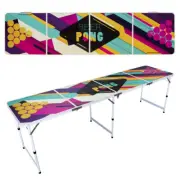 MODERN PINK BEER PONG TABLE 8ft - White Frame | Party Drinking Game Top Quality