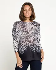 Florentina Knit Top - Snow Leopard Print