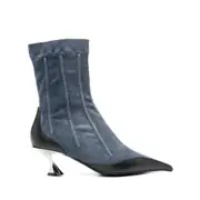 [Mugler] Mugler 55mm Boned Denim Boots 37 IT BLUE
