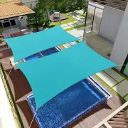 Turquoise 2-15' Rectangle Sun Shade Sail Canopy UV Anti Cover Patio Pool Outdoor