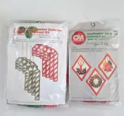 Columbia Minerva Needlepoint Christmas Ornament Kit Candy Canes Diamonds 1979 80