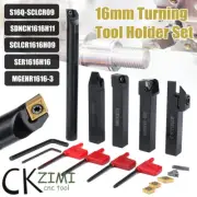 5Pcs/Set 16mm Shank CNC Lathe Boring Bar Turning Tool Holder + 5Pcs Inserts