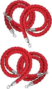 Red Crowd Control Rope for Hotel Lobby Decorative, Party Braided Twist Rope for VIP Stanchion/Queue Line with Hooks, Hemp Rope Barrier (Color : Gold Hooks, Size : 3m/9.8ft) (Silver Hooks 3m/9.8ft)