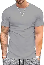 [VgueElegc] Men Base Layer Undershirt Athletic Compression Tops Workout T Shirt Short Sleeve Cotton Tee Shirts