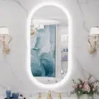 Long Oval LED Bathroom Mirror Backlit Anti-fog Brightness Adjustable Wall Mirror