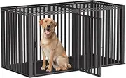 LURIVA Steel Tube Heavy Large Dog Crate with Mat Base, 55" L x 32" H Dog Crates for Medium Large Dogs, Big Dog Cage, Dog Kennel, Puppy Dog Playpen with Top, Pet Cage, Indoor, Black2