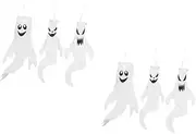 Kisangel 2sets Led Windsock Halloween Yard Flag Ghost Theme Lightweight Decor Garden Hanging Led Flag 3pcs*2
