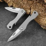 EDC Titanium Mini Pocket Folding Blade Knife w/ Opener Outdoor Camping Keychain