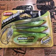 BERKLEY POWERBAIT Hollow Belly Swimbait Kit Rig Soft Paddle Tail 5” 3ct Firetige