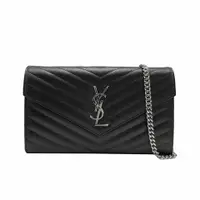 在飛比找PopChill優惠-[二手] YSL Monogram V字縫線牛皮銀logo斜