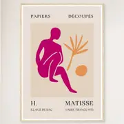 Galrie Papiers Découpés H. Matisse Art Print Pink Silhouette (1955), Wood Frame, A2 42 x 60cm (16 x 24inch)