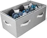 Moteph Shoe Organizer Closet Storage Solution with Clear Cover & Adjustable Dividers for Shoes, Handbags, Blankets, Linen, Clothing (Large - 24 Pairs, Grey)