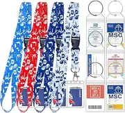 4 Pcs Lanyards with 6 Pcs Luggage Tag Holders, Luggage Tag Holder & Lanyard with Ship Card Holder for Carnival, NCL, MSC, Costa & Princess 2025-2026, Cruise Ship Essentials