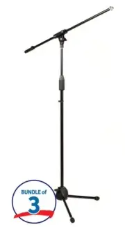 Rok-It Tripod Microphone Stand with Fixed Boom (3 Pack)