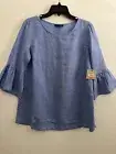 John Mark Light Blue Linen Tunic Top Small NWT
