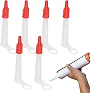 Caulk Nozzle Tip Tool,6X Caulking Tube Nozzle Tips | Red Caulk Tube Sealer Caps, Applicator Tool, Saver Cap for Bathroom Wall Glue