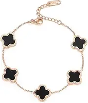 [WEIXIANGYU] Four-Leaf Clover Five-Flower Bracelet Female Clover Peacock White Fritillary 18k Rose Gold Bracelet Fashion