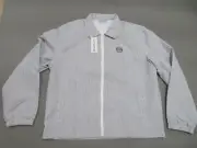Sergio Tacchini Benvolio Oxford Jacket Mens XL Gray White Striped Comfort