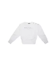 Balmain Kids Logo Printed Crewneck Sweatshirt 13,14Y,13Y,12Y White