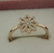 Authentic Pandora 150182CZ-56 Lace Botanique Clear CZ Size 7.5 14K Gold Ring