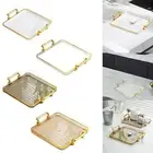 Fruit Snack Plate Gold Rim Decorative Tray Serving Tray with Handles
